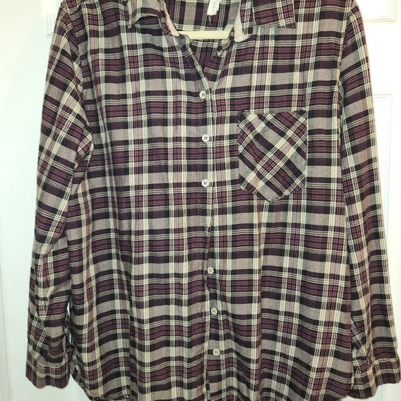 Love Stitch Tops - Love Stitch Plaid Button Up Top